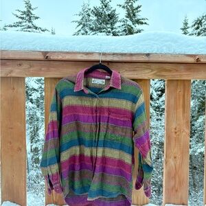 100% Cotton Multicolor Striped Button Down Shirt